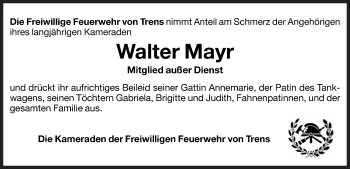 Traueranzeige von Walter Mayr von Dolomiten