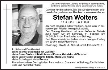 Traueranzeige von Stefan Wolters von Dolomiten