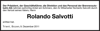 Traueranzeige von Rolando Salvotti von Dolomiten