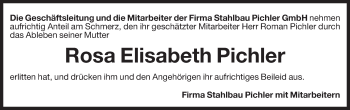 Traueranzeige von Rosa Elisabeth Pichler von Dolomiten