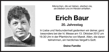 Traueranzeige von Erich Baur von Dolomiten