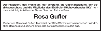Traueranzeige von Rosa Gufler von Dolomiten