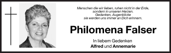 Traueranzeige von Philomena Falser von Dolomiten