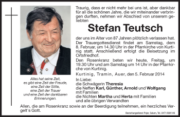 Traueranzeigen Von Stefan Teutsch | Trauer.bz