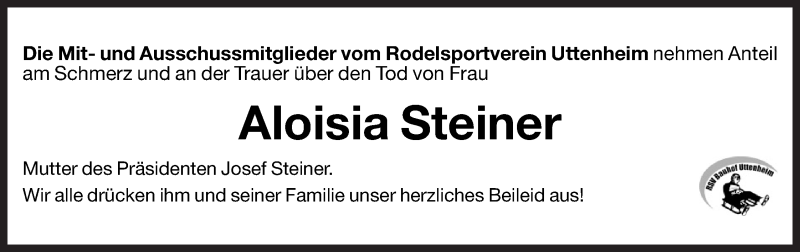  Traueranzeige für Aloisia Steiner vom 09.01.2012 aus Dolomiten