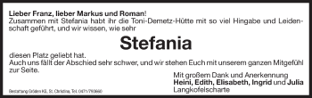 Traueranzeige von Stefania Niederkofler von Dolomiten