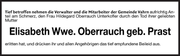 Traueranzeige von Elisabeth Oberrauch von Dolomiten