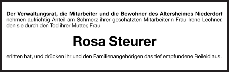  Traueranzeige für Rosa Lechner vom 28.04.2012 aus Dolomiten