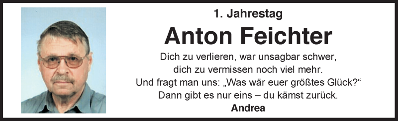  Traueranzeige für Anton Feichter vom 11.10.2013 aus Dolomiten