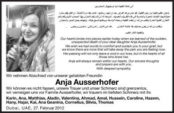 Traueranzeige von Anja Grioni von Dolomiten