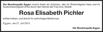 Traueranzeige von Rosa Elisabeth Pichler von Dolomiten