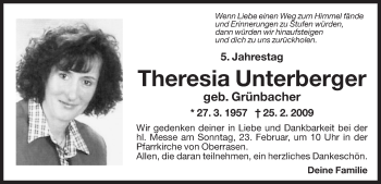 Traueranzeige von Theresia Unterberger von Dolomiten