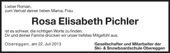 Traueranzeige von Rosa Elisabeth Pichler von Dolomiten