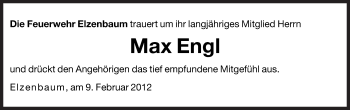 Traueranzeige von Max Engl von Dolomiten
