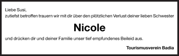 Traueranzeige von Nicole  von Dolomiten