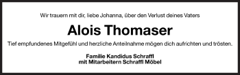 Traueranzeige von Alois Thomaser von Dolomiten