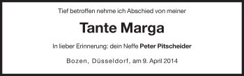 Traueranzeige von Marga Kettmeir von Dolomiten