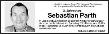Traueranzeige von Sebastian Parth von Dolomiten