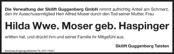 Traueranzeige von Hilda Moser von Dolomiten