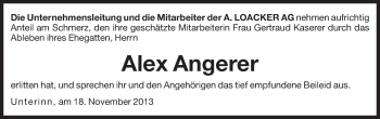 Traueranzeige von Alex Angerer von Dolomiten