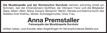 Traueranzeige von Anna Premstaller von Dolomiten