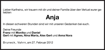 Traueranzeige von Anja Grioni von Dolomiten