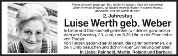 Traueranzeige von Luise Werth von Dolomiten