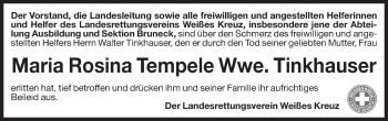 Traueranzeige von Maria Rosina Tempele von Dolomiten