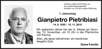 Traueranzeige von Gianpietro Pietribiasi von Dolomiten