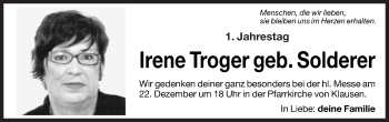 Traueranzeige von Irene Troger von Dolomiten