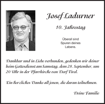 Traueranzeige von Josef Ladurner von Dolomiten