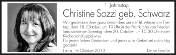 Traueranzeige von Christine Sozzi von Dolomiten