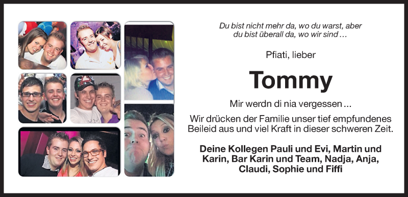  Traueranzeige für Tommy  vom 08.01.2016 aus Dolomiten