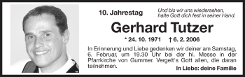 Traueranzeige von Gerhard Tutzer von Dolomiten