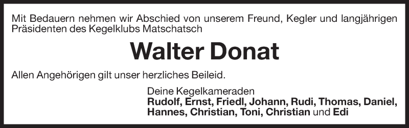  Traueranzeige für Walter Donat vom 19.05.2016 aus Dolomiten