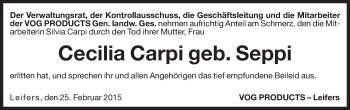 Traueranzeige von Cecilia Carpi von Dolomiten