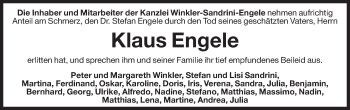 Traueranzeige von Klaus Engele von Dolomiten