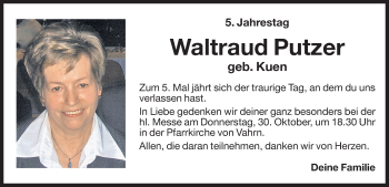 Traueranzeige von Waltraud Putzer von Dolomiten