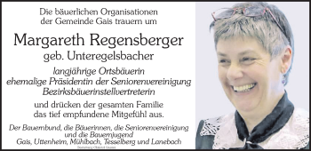 Traueranzeige von Margareth Regensberger von Dolomiten