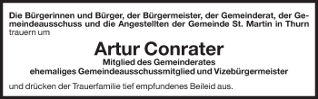 Traueranzeige von Artur Conrater von Dolomiten