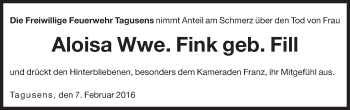 Traueranzeige von Aloisia Fink von Dolomiten