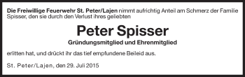 Traueranzeige von Peter Spisser von Dolomiten