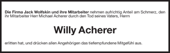 Traueranzeige von Willy Acherer von Dolomiten