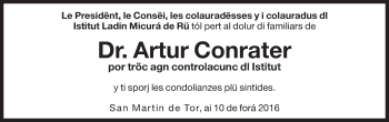 Traueranzeige von Artur Conrater von Dolomiten