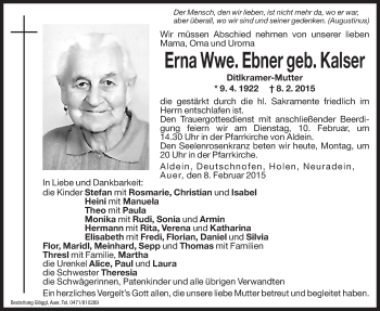 Traueranzeige von Erna Ebner von Dolomiten