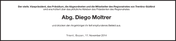 Traueranzeige von Diego Moltrer von Dolomiten