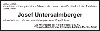 Traueranzeige von Josef Untersalmberger von Dolomiten