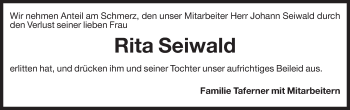 Traueranzeige von Rita Seiwald von Dolomiten