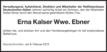 Traueranzeige von Erna Ebner von Dolomiten