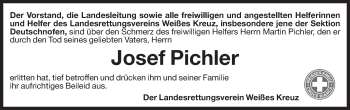 Traueranzeige von Josef Pichler von Dolomiten